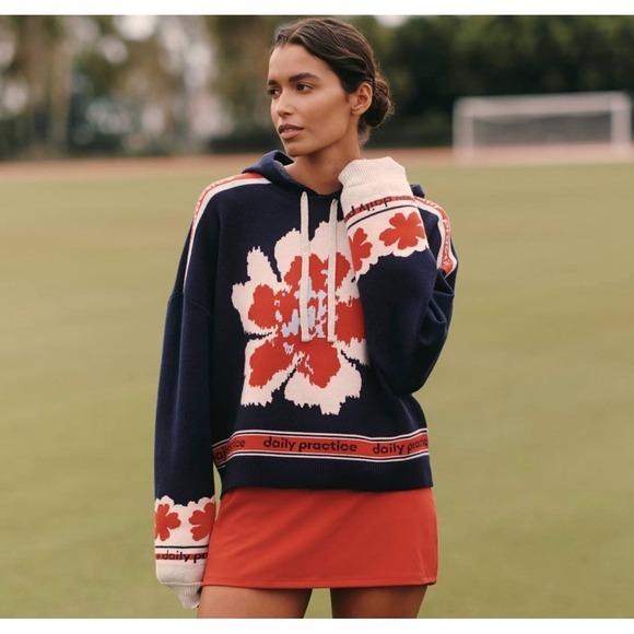 Anthropologie Tops - Daily Practice Anthr0pologie Hooded Varsity Top Floral XS